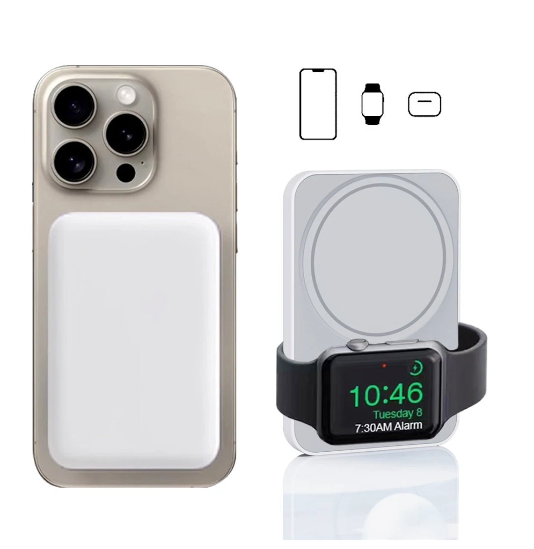 3 in 1 Magnetic Wireless Power Bank Portable Spare Battery for MagSafe