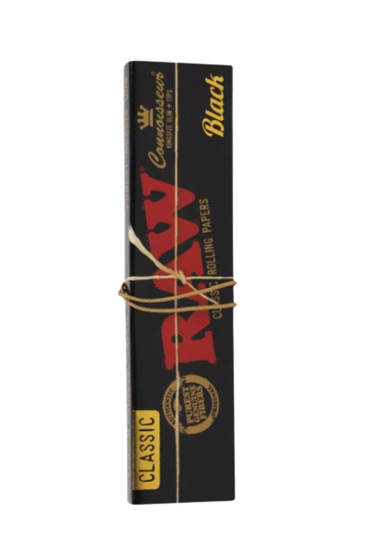 RAW rolling Paper - Black Classic Connoisseur King Size Slim Tips