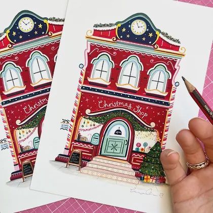 A5 Christmas Shop Print