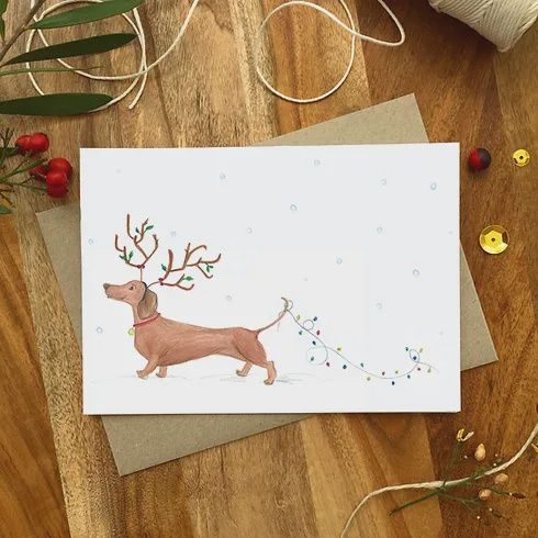 Dachshund through the snow card