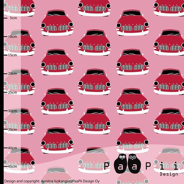 ORGANIC JERSEY VINTAGE CARS PINK