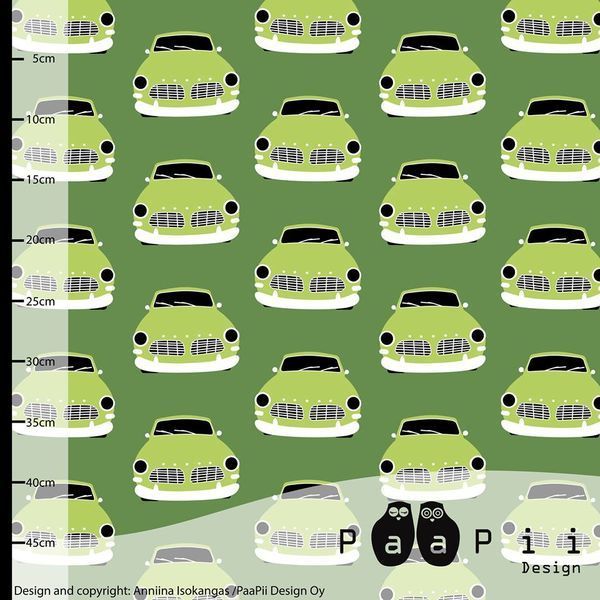 ORGANIC JERSEY VINTAGE CARS GREEN