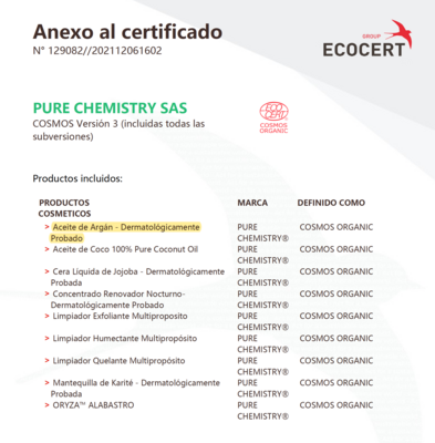 Aceite de Argan PURO - COSMOS ORGANIC ✅- DERMATOLOGICAMENTE PROBADO