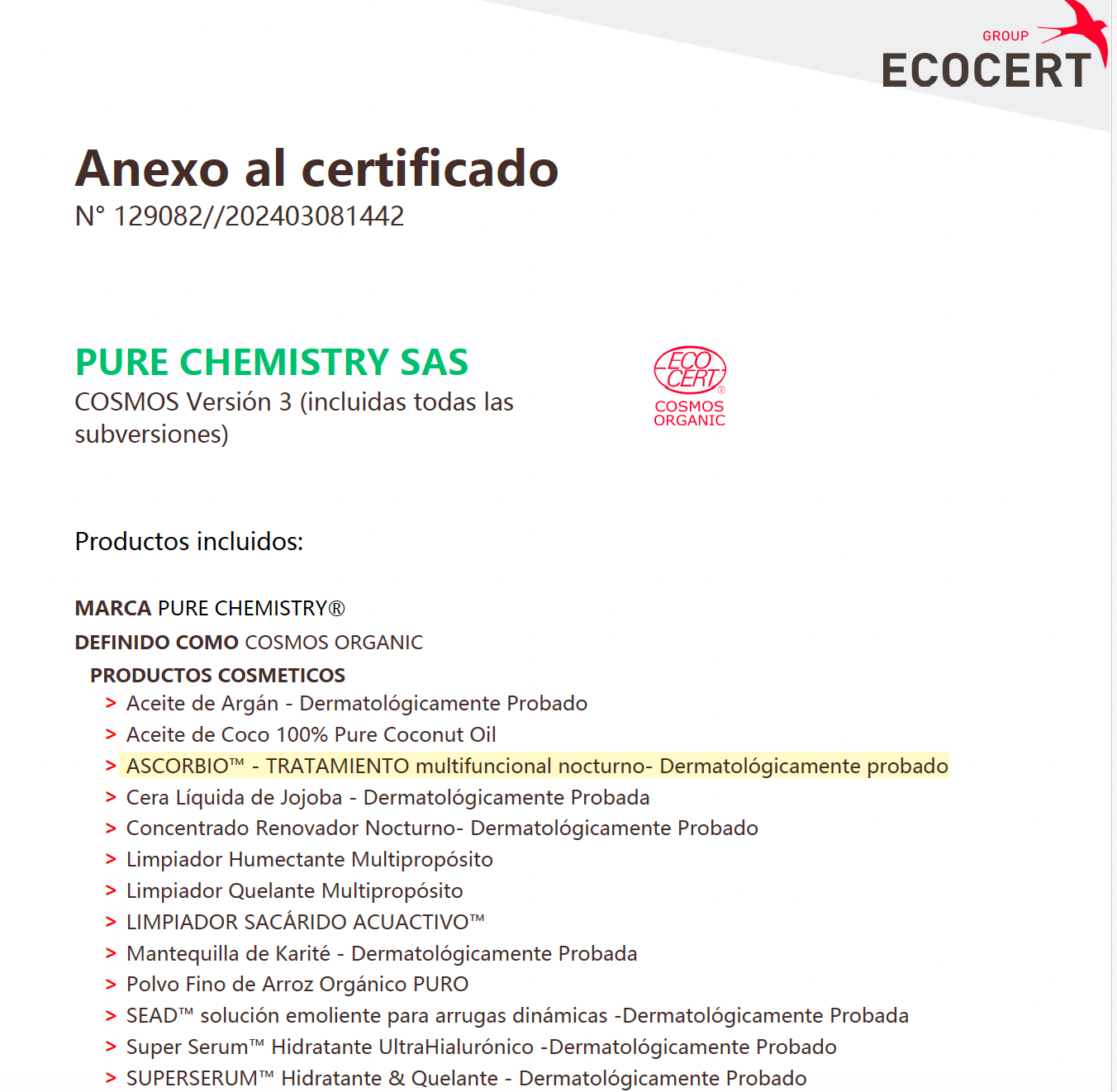 ASCORBIO™ Tratamiento Multifuncional Nocturno - COSMOS ORGANIC ✅-DERMATOLÓGICAMENTE PROBADO