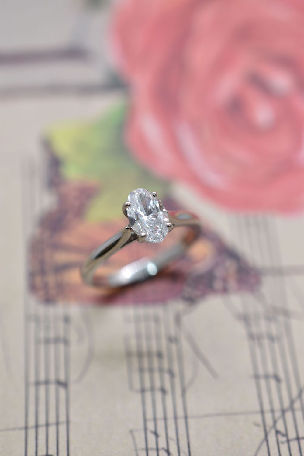 Platinum 1.00ct Oval Cut Diamond Solitaire Ring