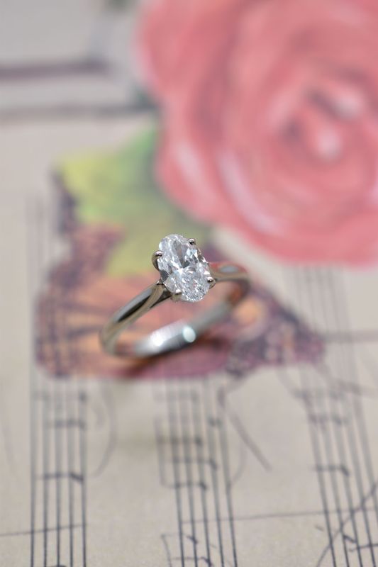 Platinum 1.00ct Oval Cut Diamond Solitaire Ring