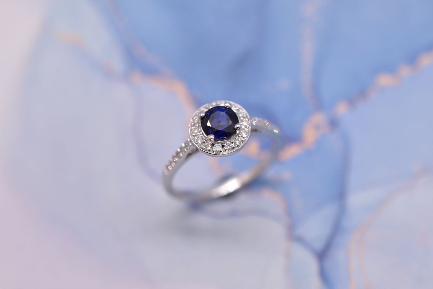 9ct White Gold Sapphire & Diamond Cluster Ring