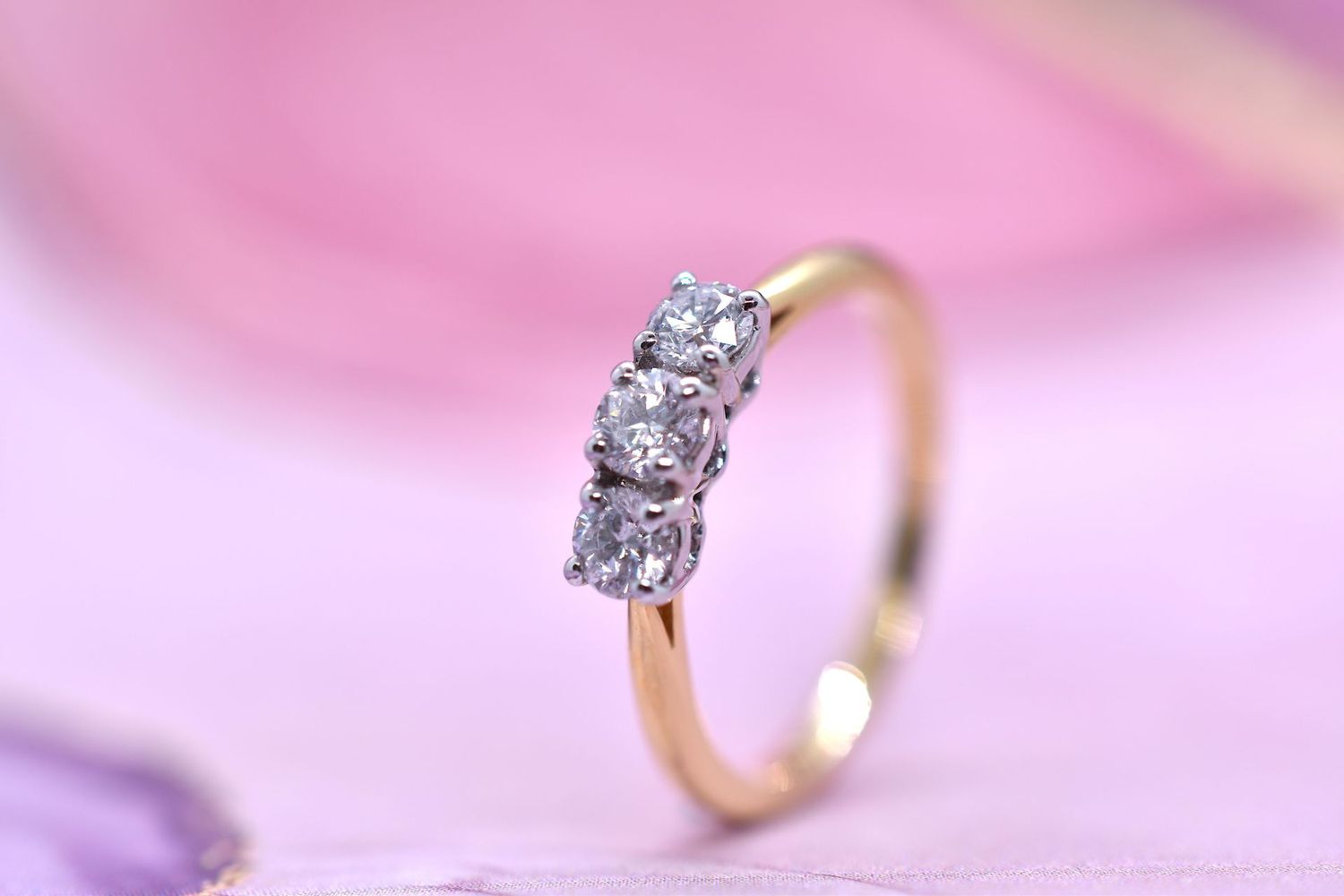 18ct Gold Diamond Set Trilogy Ring