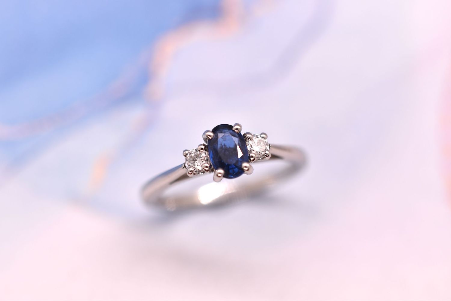 Platinum Sapphire & Diamond Trilogy Ring