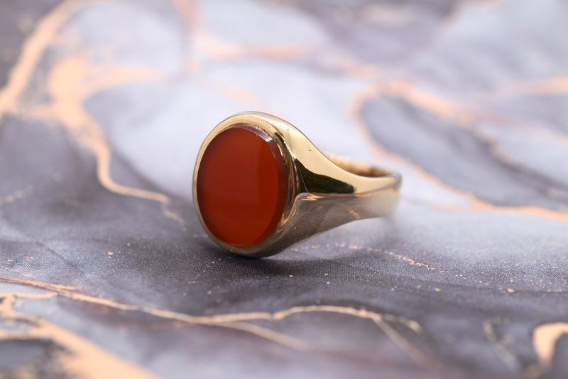 9ct Yellow Gold Carnelian Set Signet Ring