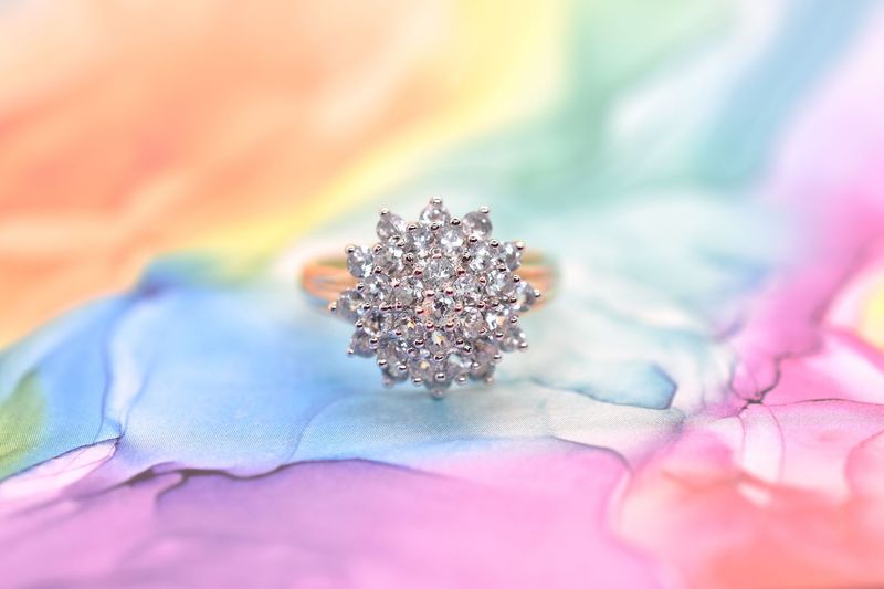 9ct Gold Aquamarine Cluster Ring