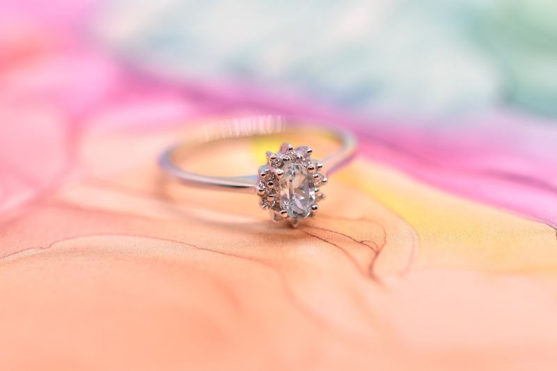 9ct White Gold Aquamarine & Diamond Cluster Ring
