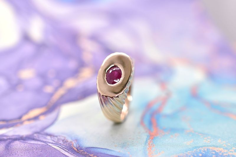 9ct Yellow Gold Ruby Set Signet Ring