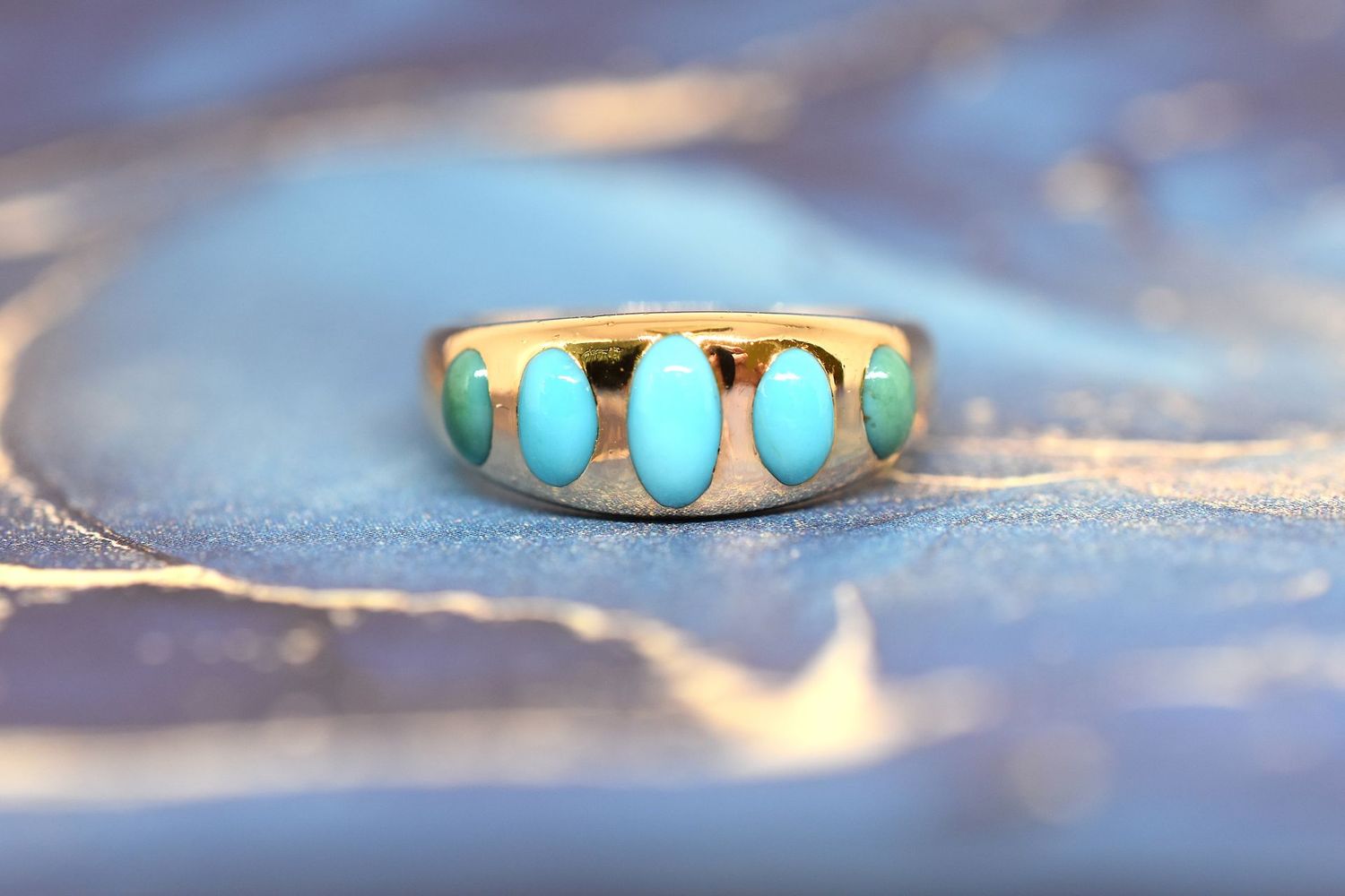 18ct Yellow Gold Turquoise Five Stone Ring