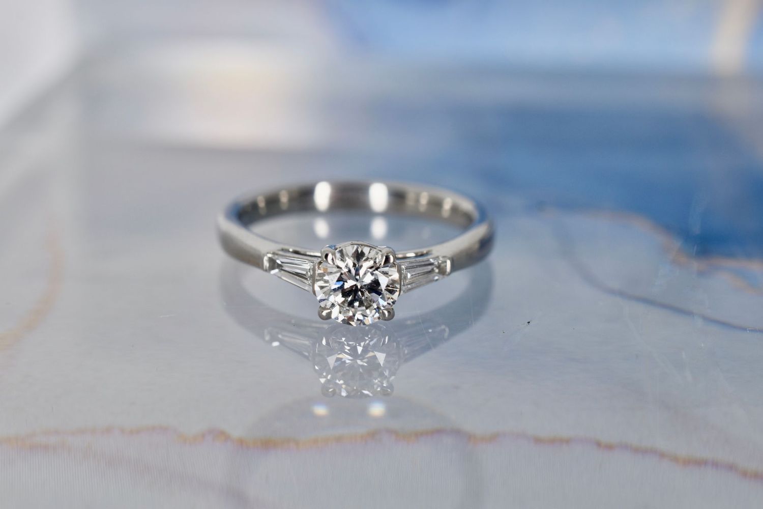 Platinum GIA Certificated Round Brilliant Cut Diamond Trilogy Ring