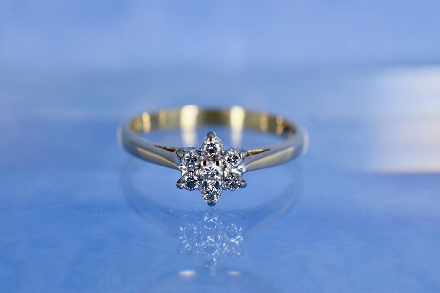 18ct Yellow Gold Diamond Flower Cluster Ring