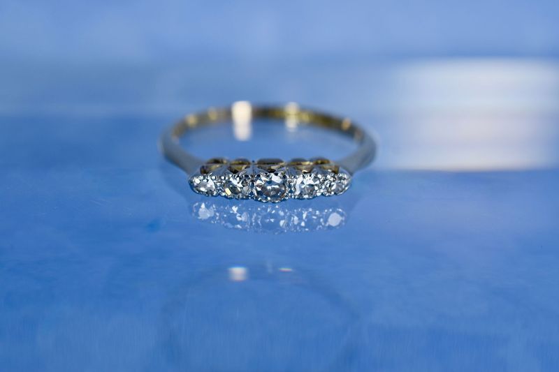 14ct Yellow Gold and Platinum 7-stone Diamond Eternity Ring