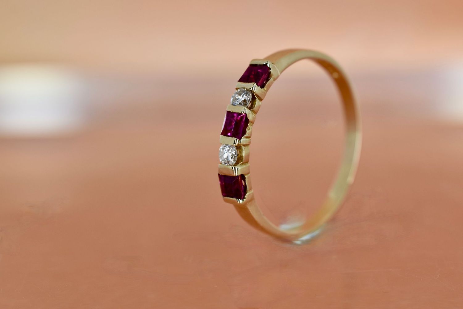 18ct Yellow Gold Ruby and Diamond Half Set Eternity ring