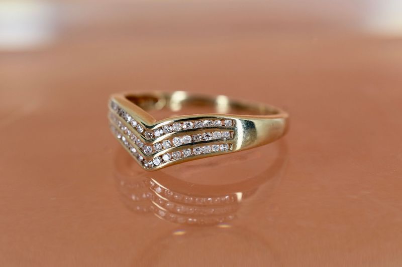 9ct Yellow Gold Multi-Row Diamond Wishbone ring