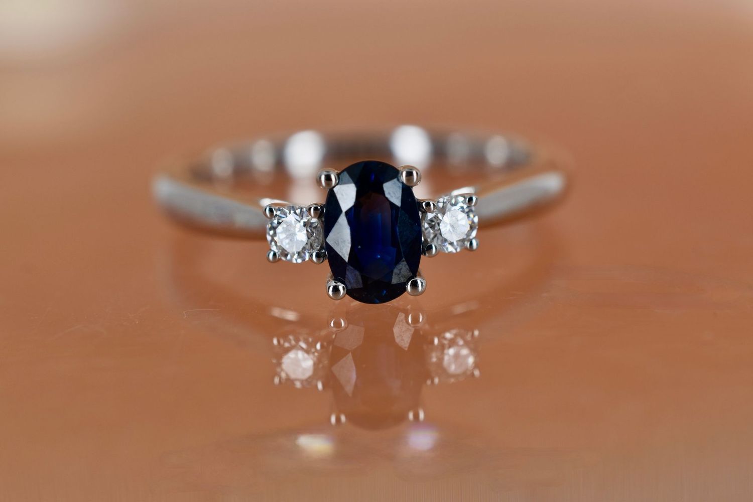 Platinum Sapphire and Diamond Trilogy Ring