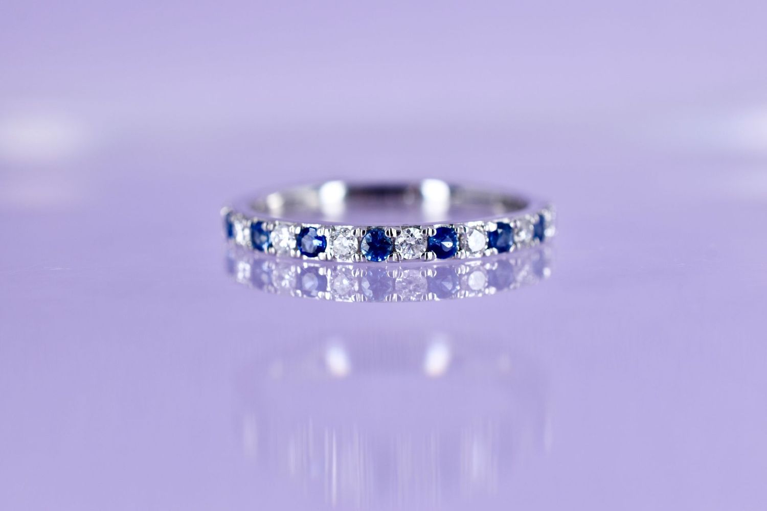 Platinum Sapphire & Diamond Scalloped set Eternity Ring
