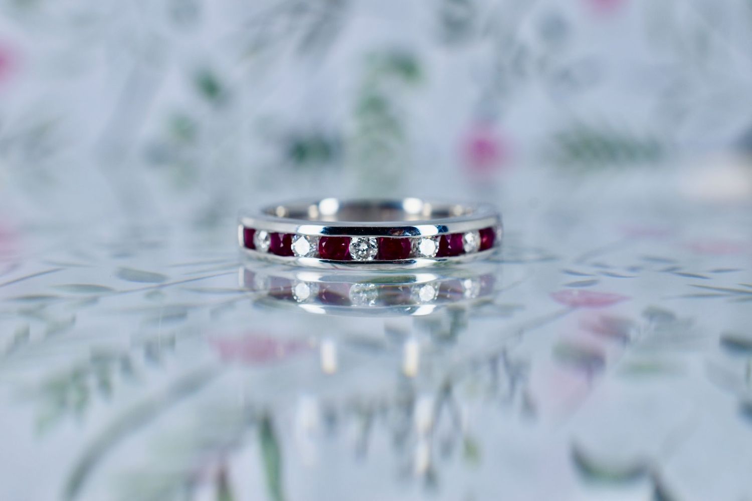 Platinum Ruby & Diamond Channel set Eternity Ring