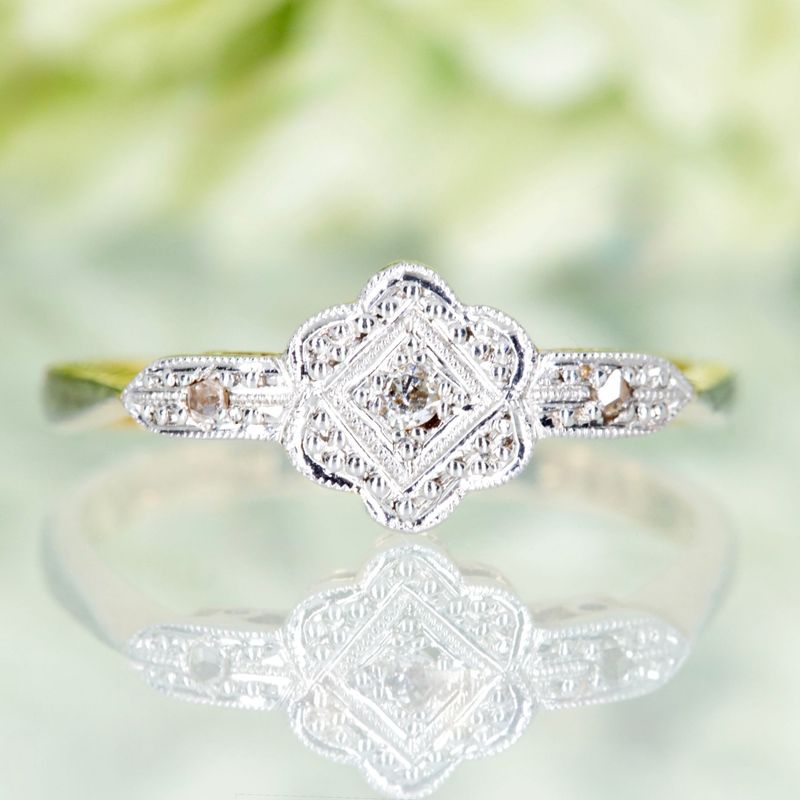 Antique 18ct Yellow Gold & Platinum Edwardian Diamond Ring