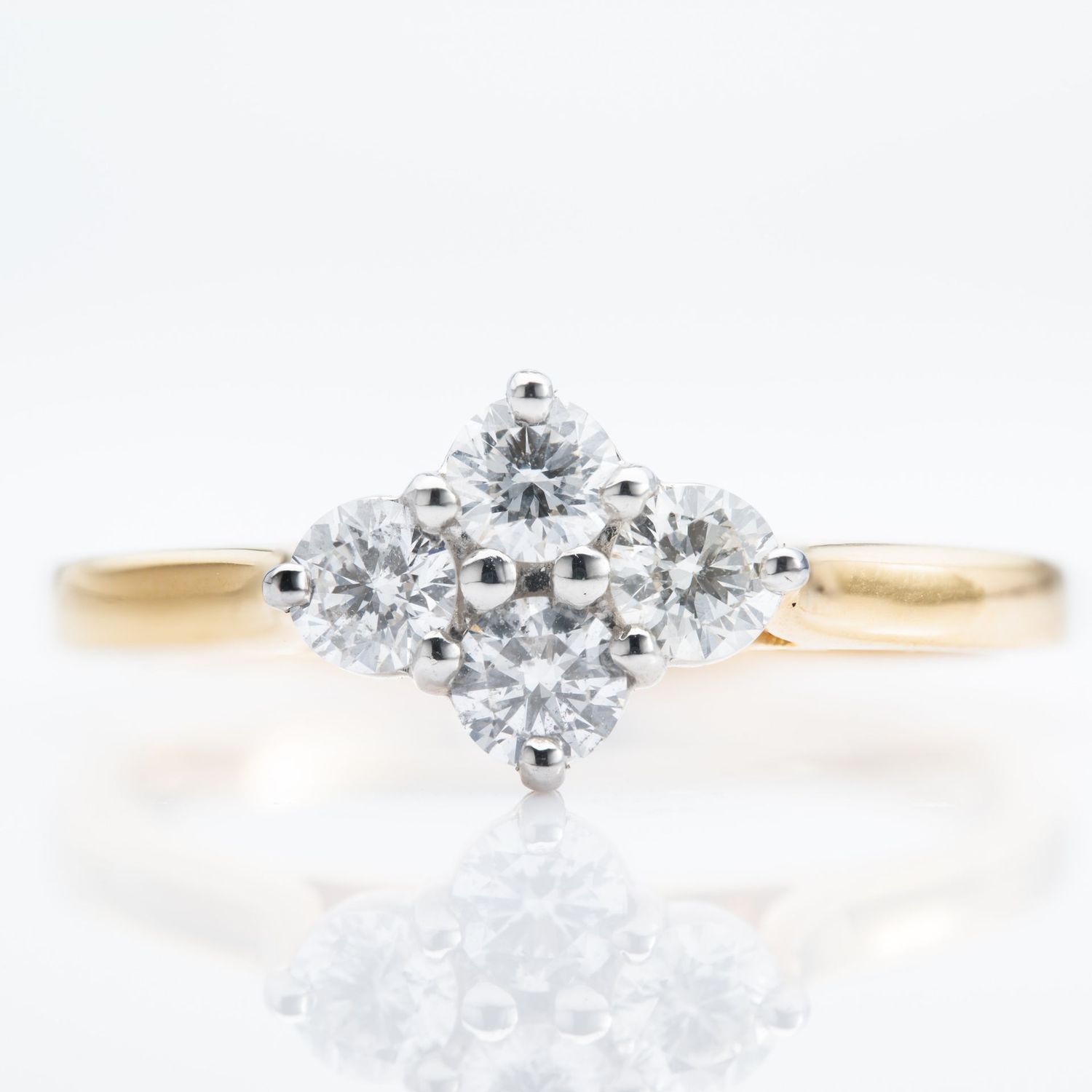 18ct Yellow Gold & Platinum 0.50ct Diamond Four-Stone Cluster Ring