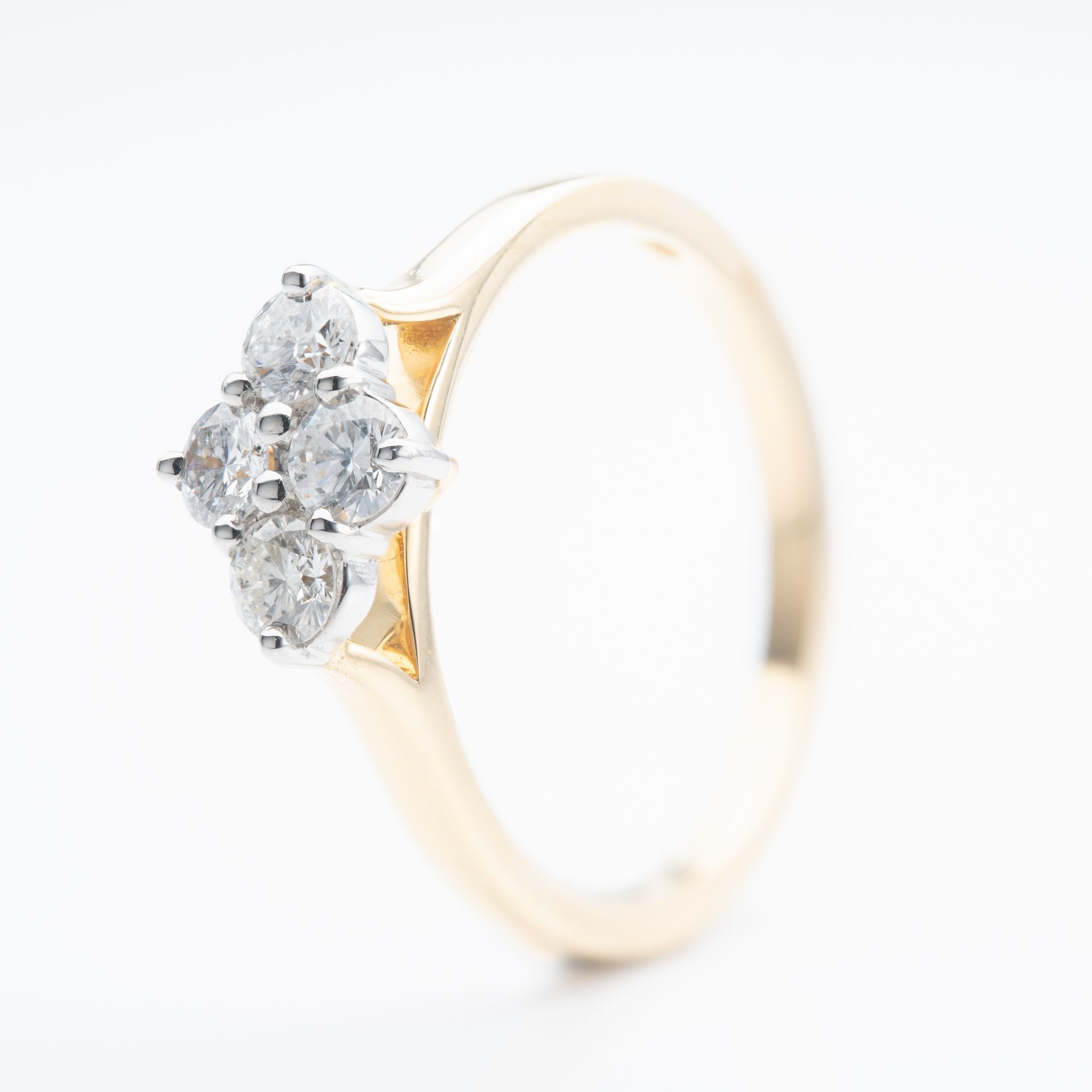 18ct Yellow Gold & Platinum 0.50ct Diamond Four-Stone Cluster Ring