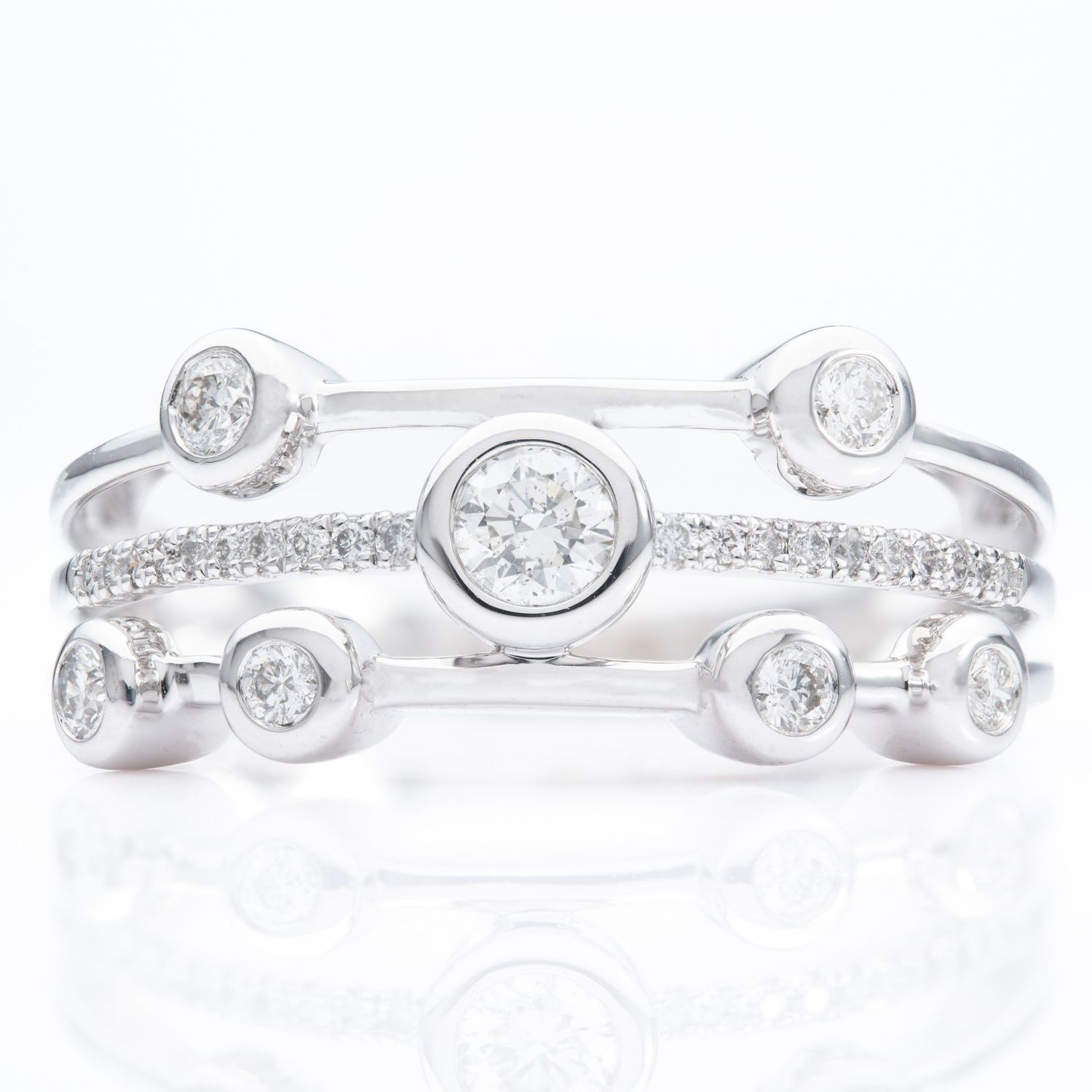 9ct White Gold Diamond Set Bubble Ring 9ct White Gold Diamond Set Bubble Ring