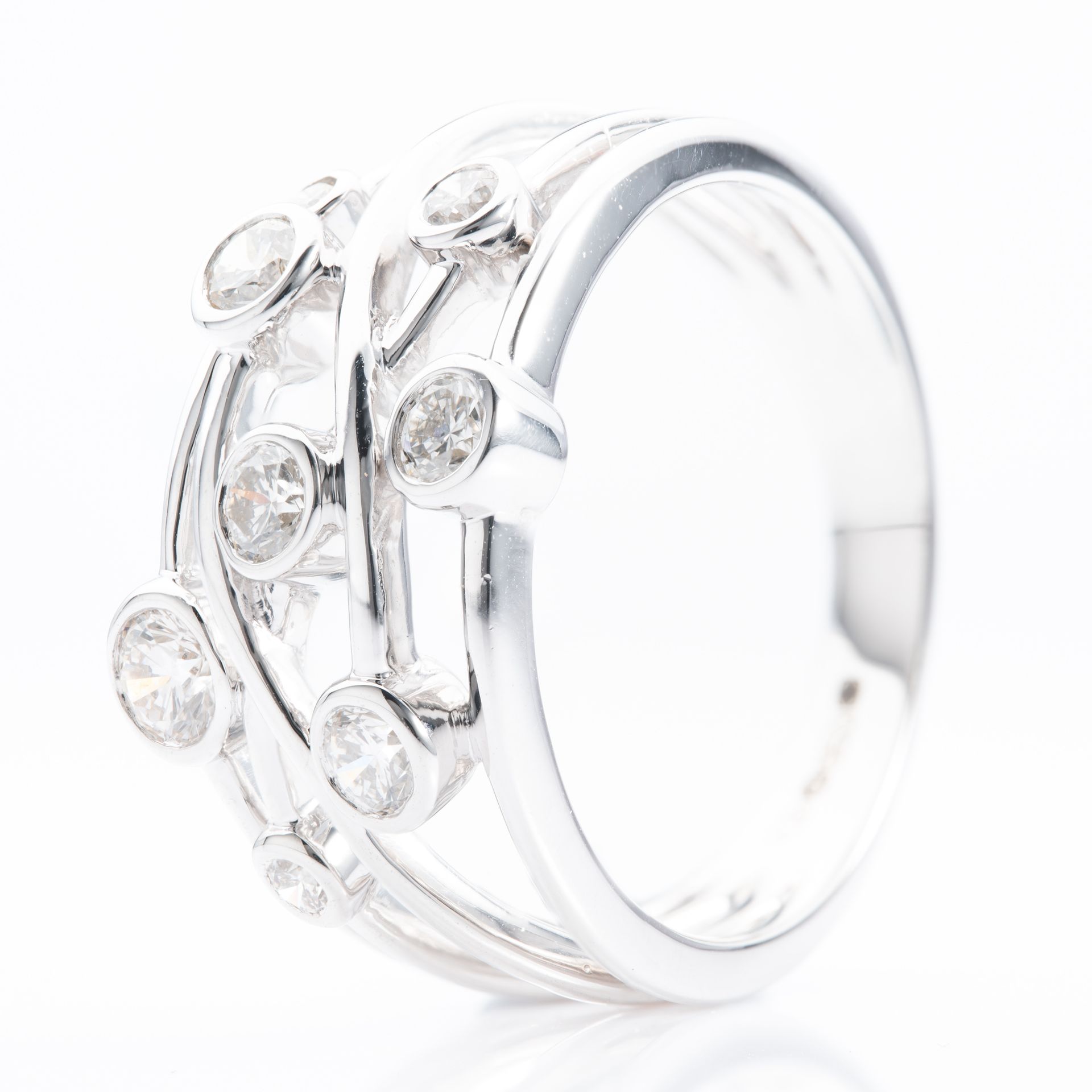Platinum and Brilliant Cut Diamond Bubble Ring