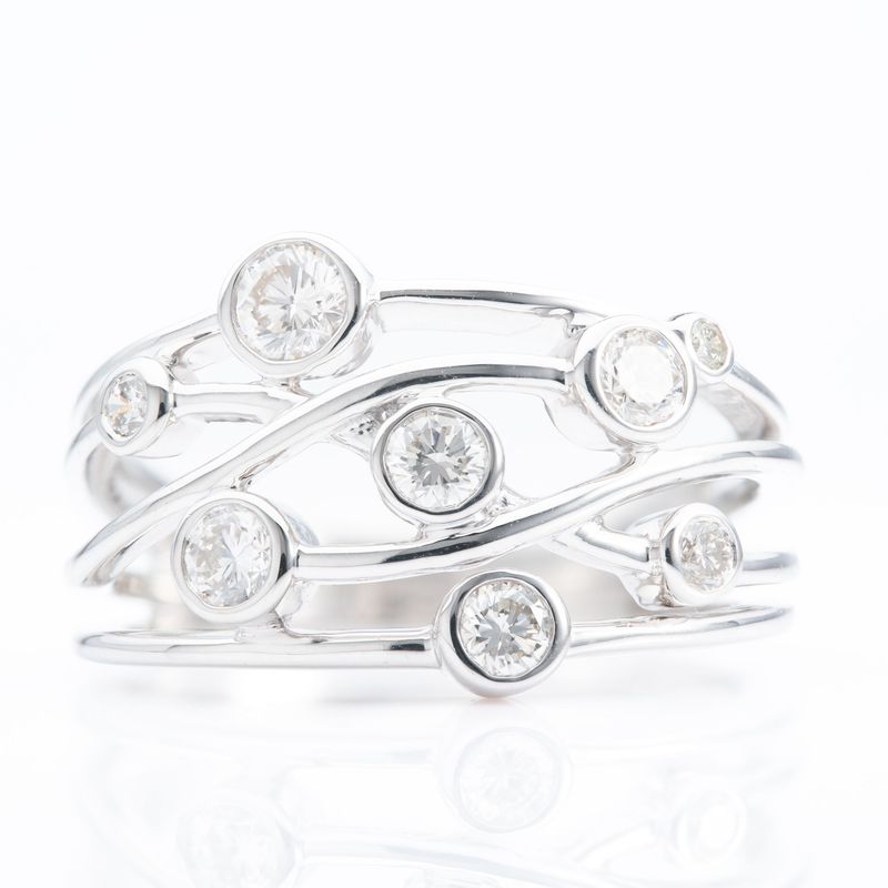 Platinum Brilliant Cut Diamond Bubble Ring