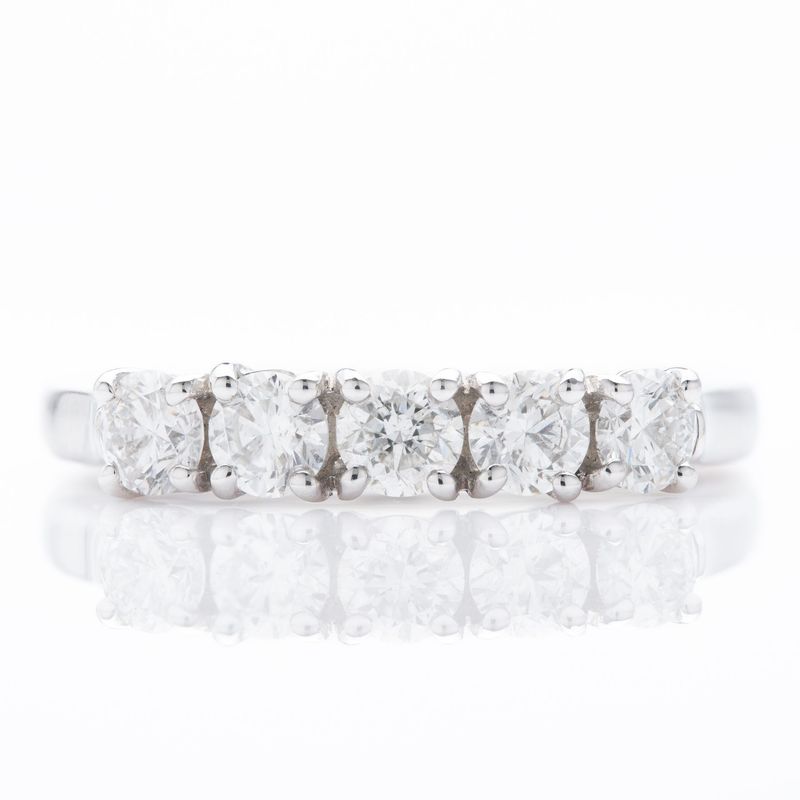 Platinum & Brilliant Cut Diamond Claw Set Five Stone Ring