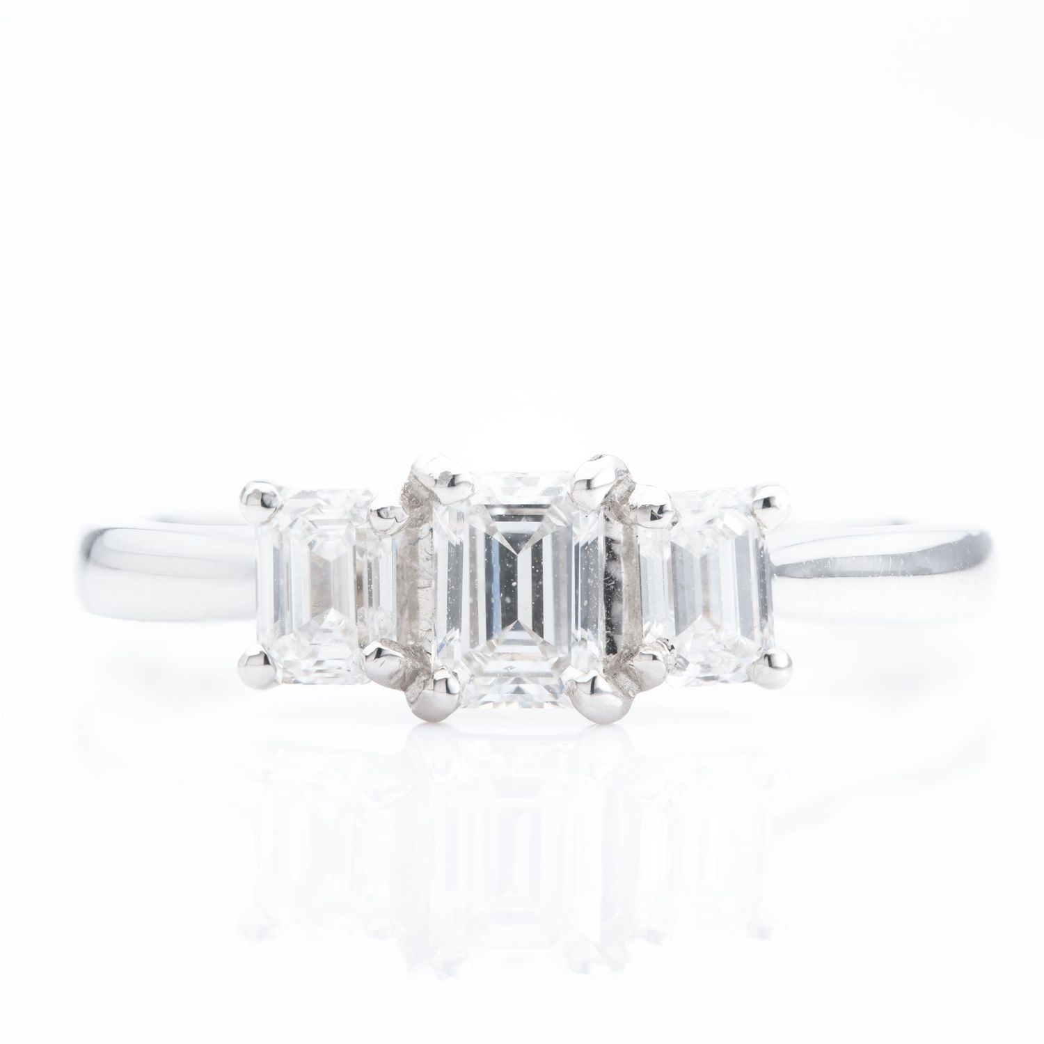 Platinum Emerald Cut Diamond Trilogy Ring Platinum Emerald Cut Diamond Trilogy Ring