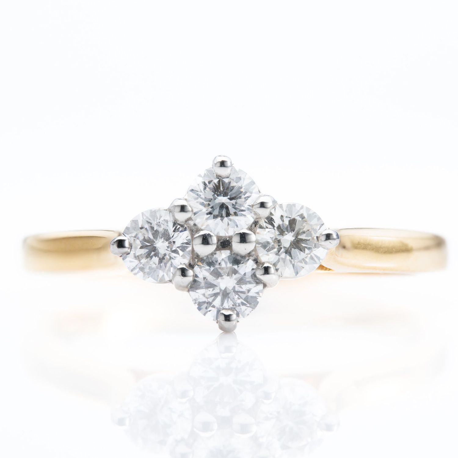 18ct Yellow Gold & Platinum 0.50ct Diamond Four-Stone Cluster Ring