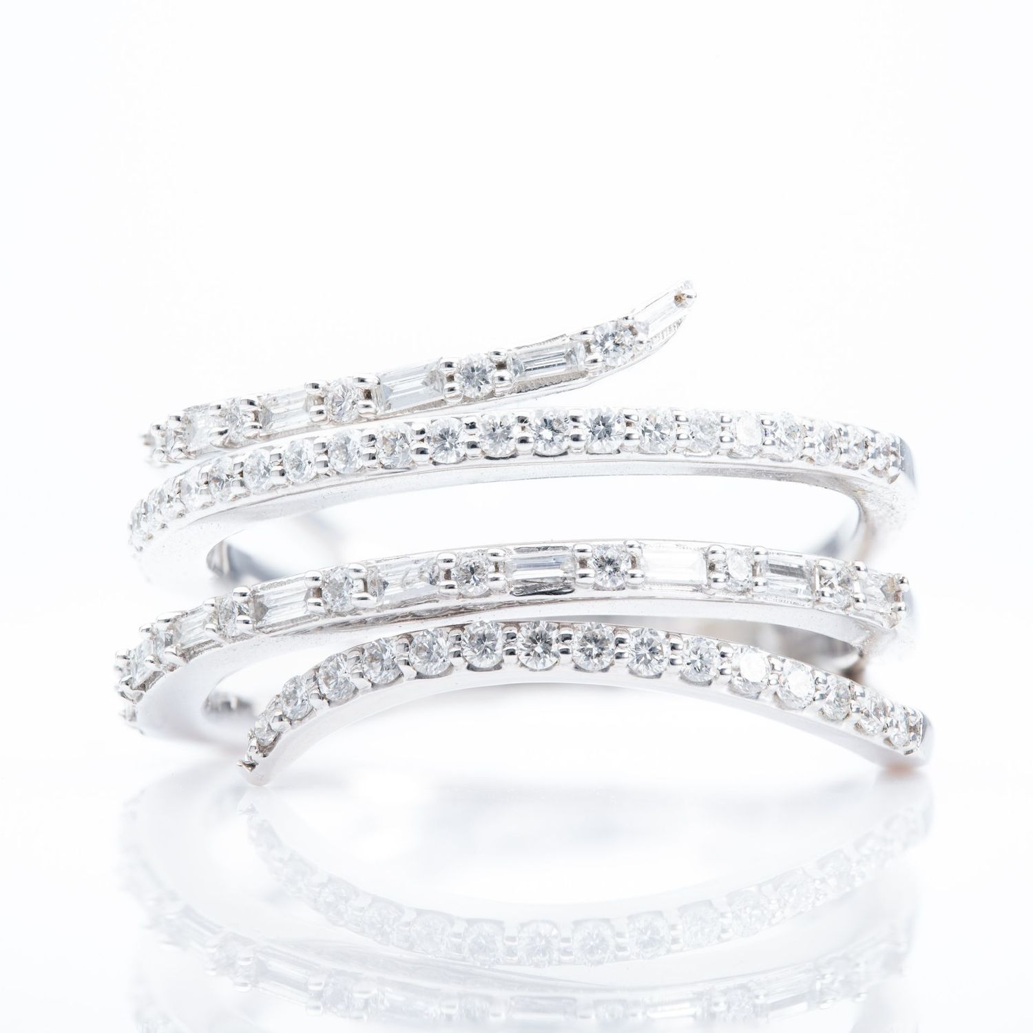 9ct White Gold Diamond 4 Row Wrap Around Ring 9ct White Gold Diamond 4 Row Wrap Around Ring