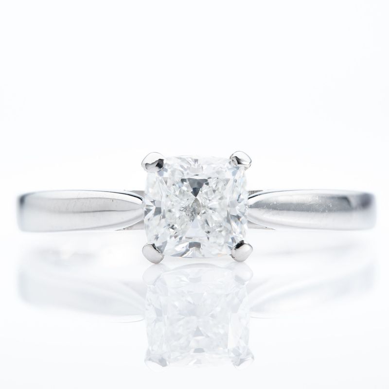Platinum GIA Certified Cushion Cut Diamond Ring