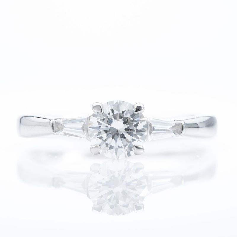 Platinum GIA Certificated Round Brilliant Cut Diamond Trilogy Ring