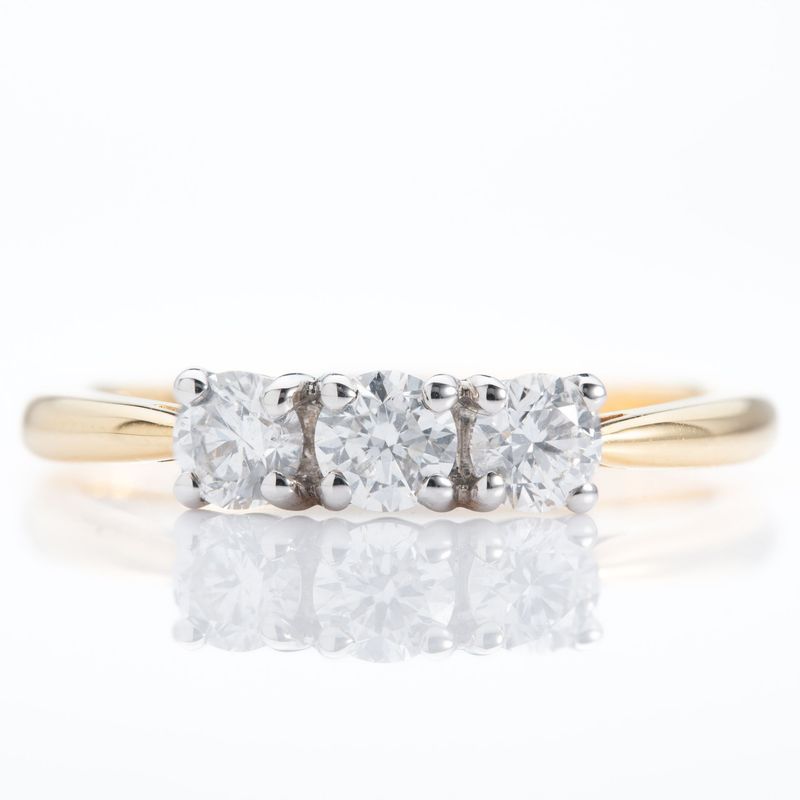 18ct Gold Diamond Set Trilogy Ring