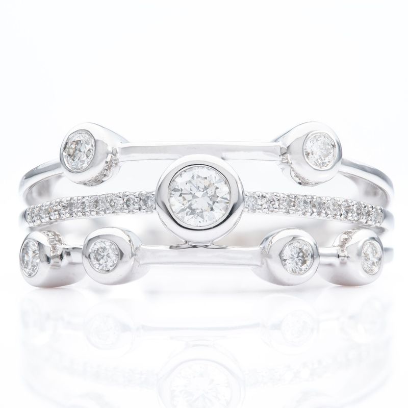 9ct White Gold Diamond Set Bubble Ring