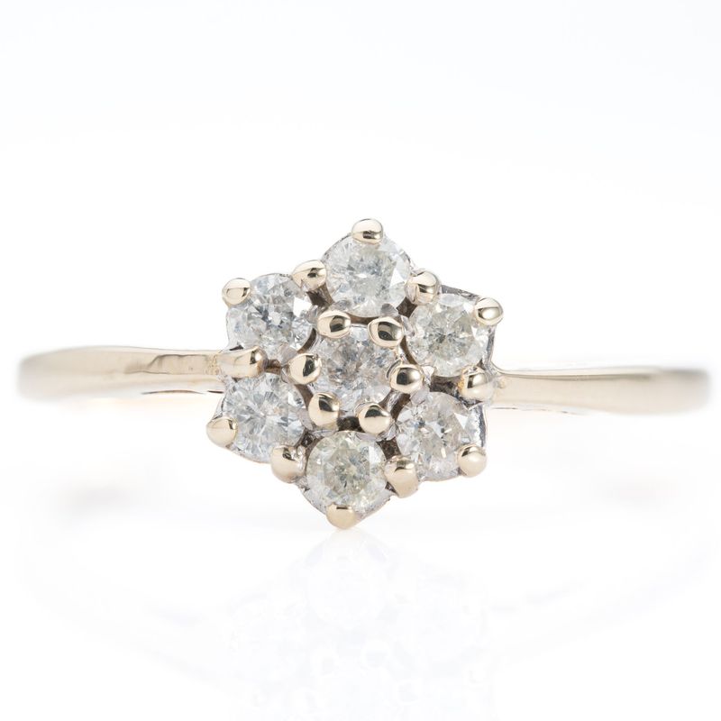 9ct Yellow Gold Diamond Cluster Ring