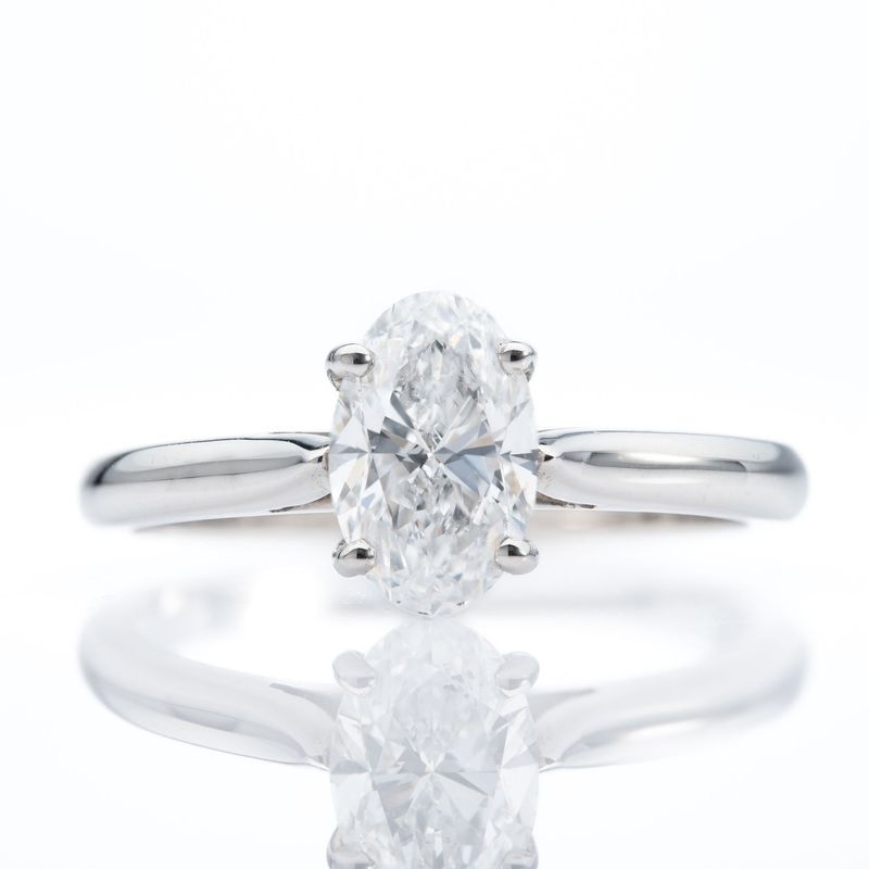 Platinum 1.00ct Oval Cut Diamond Solitaire Ring