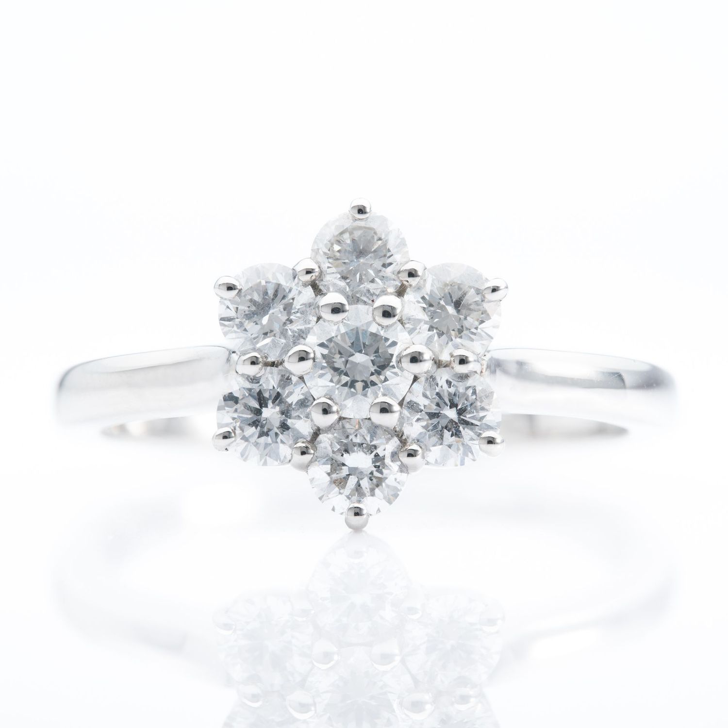 Platinum Brilliant Cut Diamond Daisy Cluster Ring