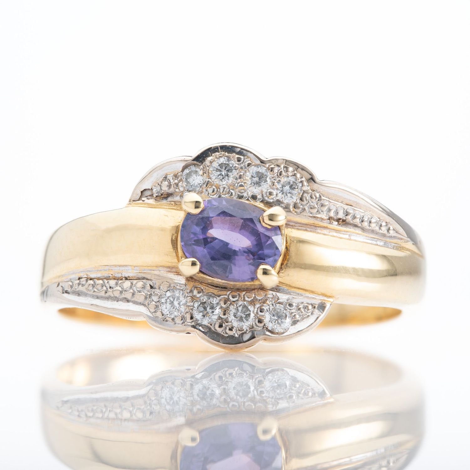 18ct Gold Amethyst & Diamond Ring