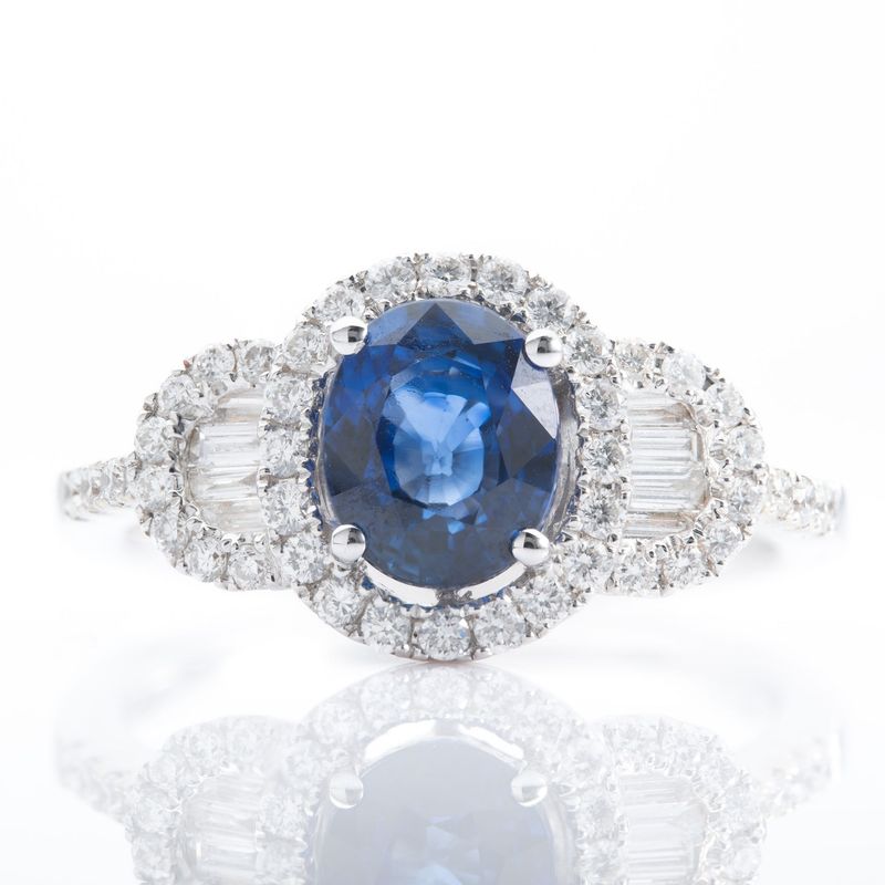 18ct White Gold Sapphire & Diamond Triple Cluster Ring