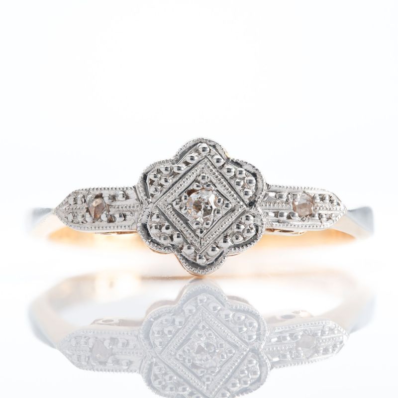 Antique 18ct Yellow Gold & Platinum Edwardian Diamond Ring
