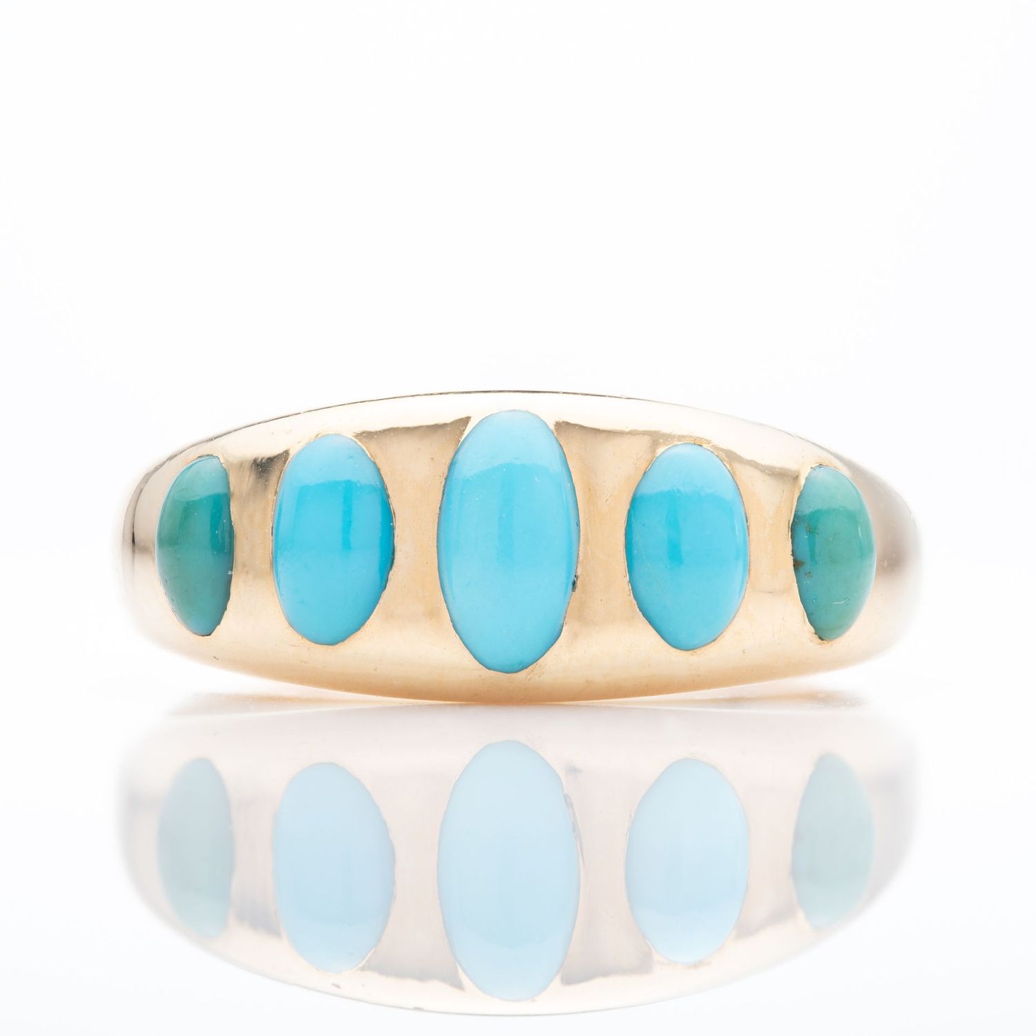 18ct Yellow Gold Turquoise Five Stone Ring 18ct Yellow Gold Turquoise Five Stone Ring