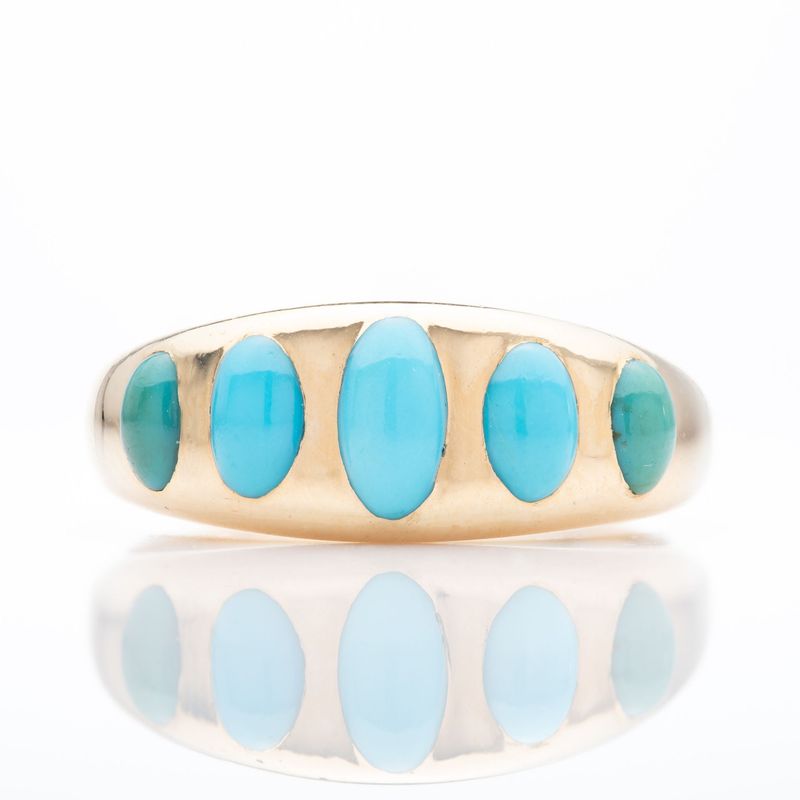 18ct Yellow Gold Turquoise Five Stone Ring