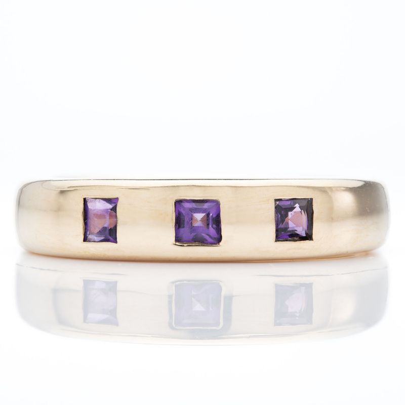 9ct Yellow Gold Amethyst Set Ring