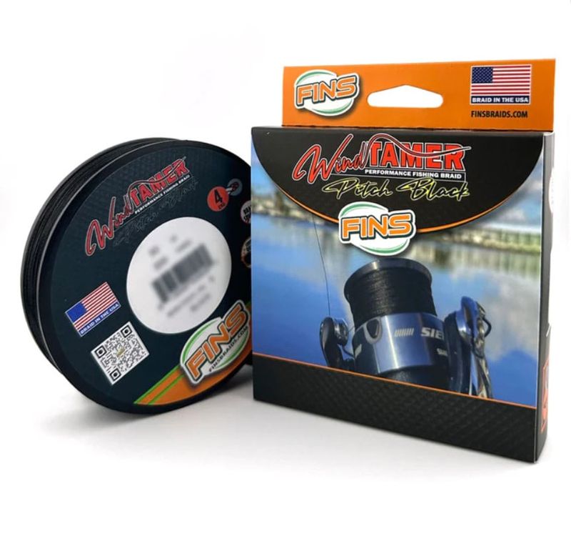 FINS Windtamer Pitch Black Braid 50lb 500yds